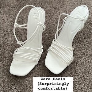 Zara White Stiletto Heels with Strappy Design